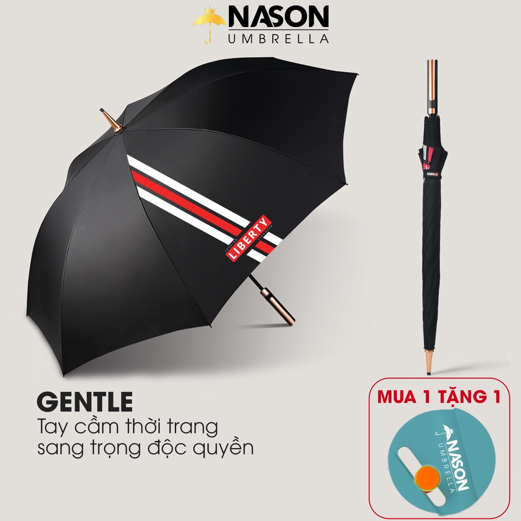 Ô dù đi mưa cao cấp tán rộng 27 inch Tay cầm thời trang độc quyền Nason Umbrella Khung sợi thủy tinh chống lật bền bỉ