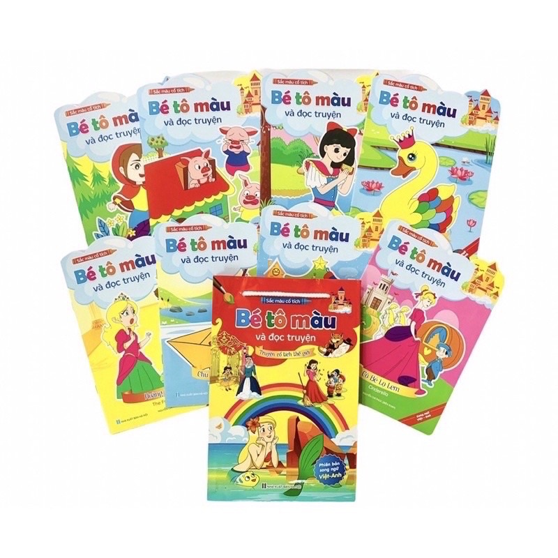 Sách- Bộ 8 Cuốn Bé Tô Màu Và Đọc Truyện Song Ngữ Anh Việt