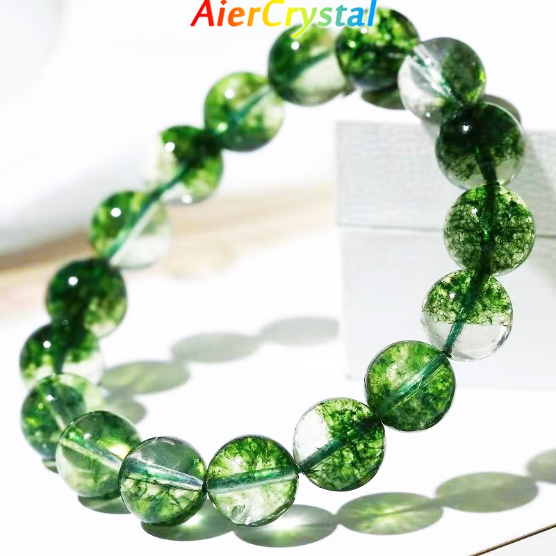 Vòng Tay Chuỗi Hạt Đá Tự Nhiên 6-14mm Hình Ma Quỷ Màu Xanh Lá Dành Cho Nam Và Nữ