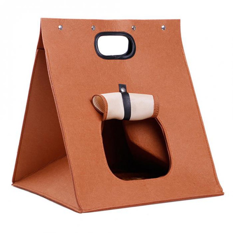 Elsabell. Felt Cat House Có thể tháo rời có giặt được gấp gọn tích hợp Túi ngủ cho mèo Mèo con
