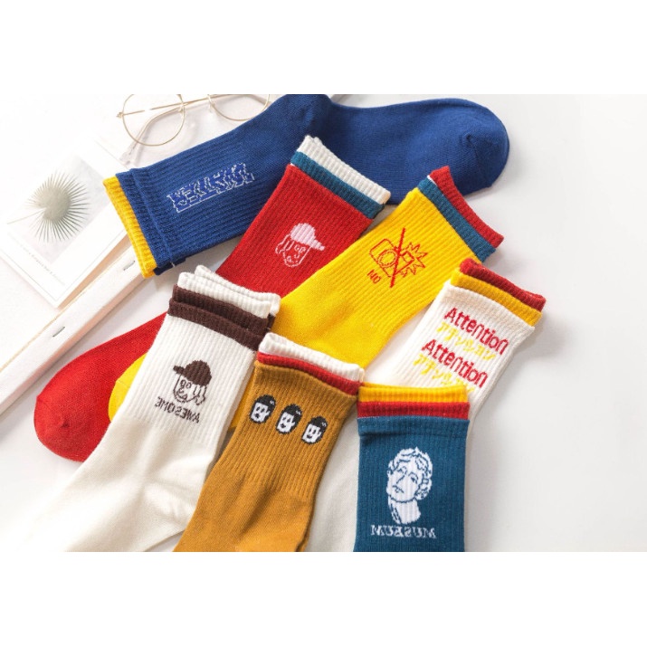 Vớ Tất hoạt hình nhiều tầng cổ cao Unisex phong cách thể thao, năng động.