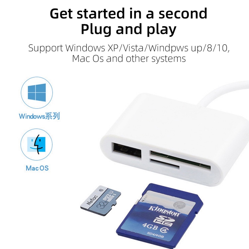 Đầu đọc thẻ nhớ SD/TF/USB FONKEN cáp Type C/Micro USB sang SD truyền dữ liệu cho điện thoại máy tính