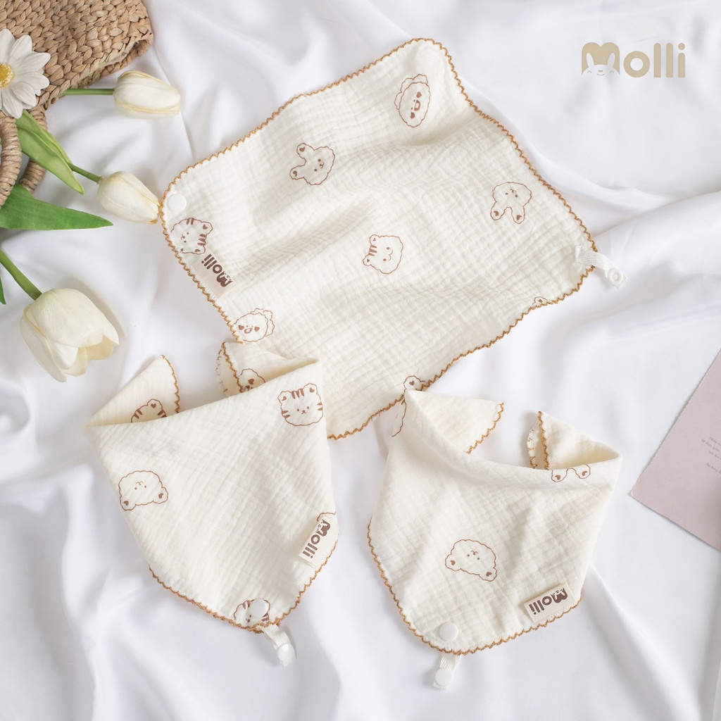 Set 3 Khăn sữa / yếm  xô 4 lớp kt 28*28cm cho bé