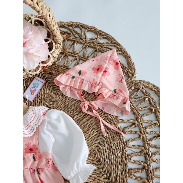 Bodysuit Hồng Hoa Đào Cổ Ren, Body Dứa Xô Muslin Xinh xắn Cho Bé Sơ Sinh