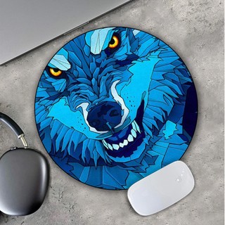 Lót Chuột Gaming in hình Họa Tiết Sói Xanh Răng Nhọn Pad decor bàn làm việc chơi game size 35cm