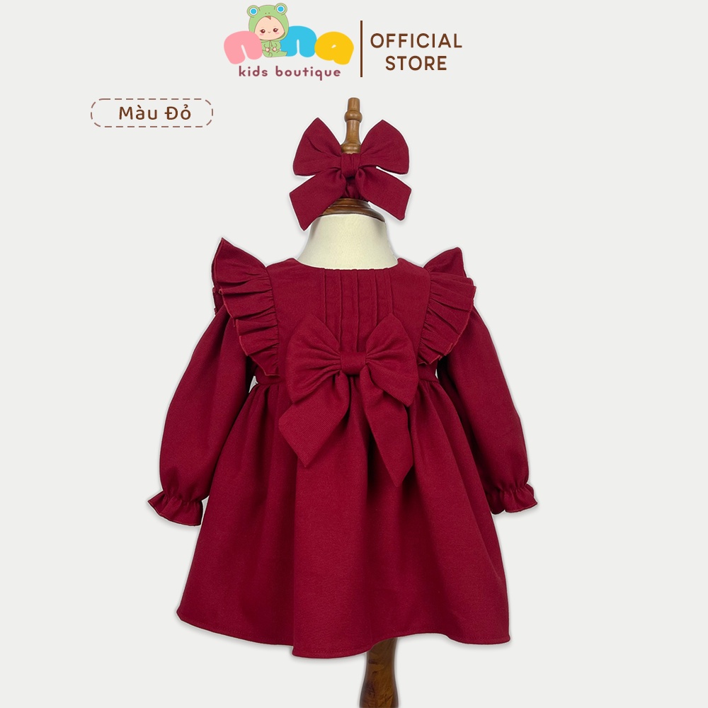 Váy cho bé gái sơ sinh Nina Kids Boutique Đầm Tết bé gái 0 24 tháng Kèm Turban