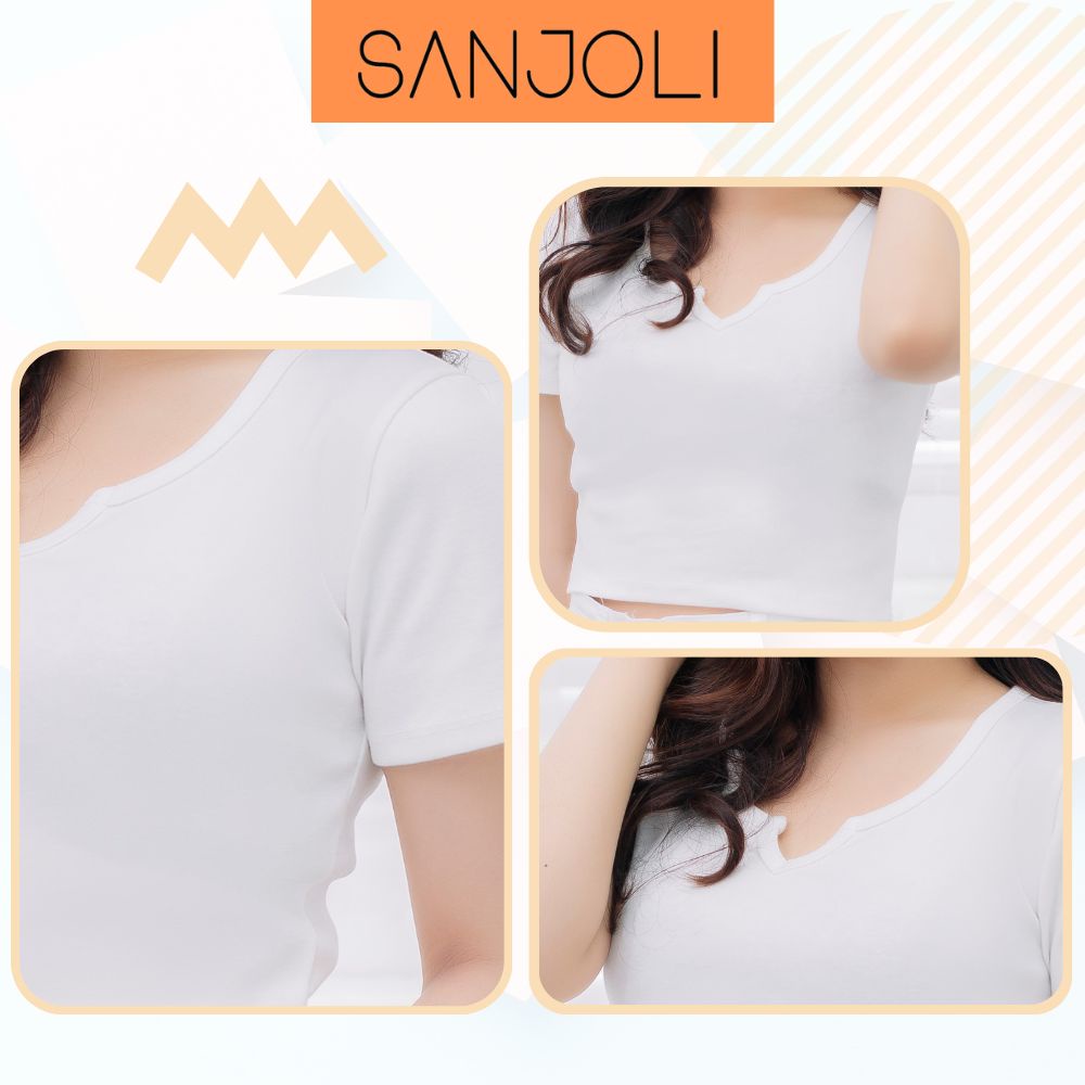 Áo Croptop Cổ Vuông SANJOLI Croptop Kiểu Tay Ngắn Ôm Body Sexy Ulzzang Hàn Quốc AOE15
