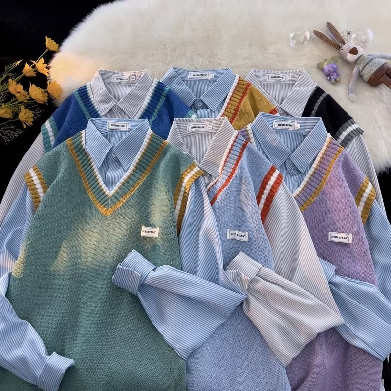 Áo sweater Không Tay Cổ Chữ V Dáng Rộng Thời Trang Thu Đông Dành Cho Nam Giới