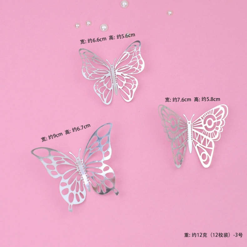 phụ kiện bánh sinh nhật [FREESHIP❤️] set 12 bướm giấy bạc đẹp