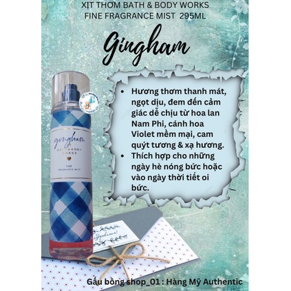 [Auth] Xịt Thơm Bath And Body Works Gingham 236ml