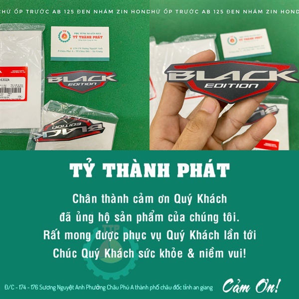 Tem chử ốp trước AB 125 Đen nhám