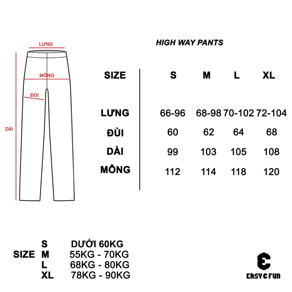 Quần dài kaki lưng thun nam nữ unisex hack dáng Highway pant