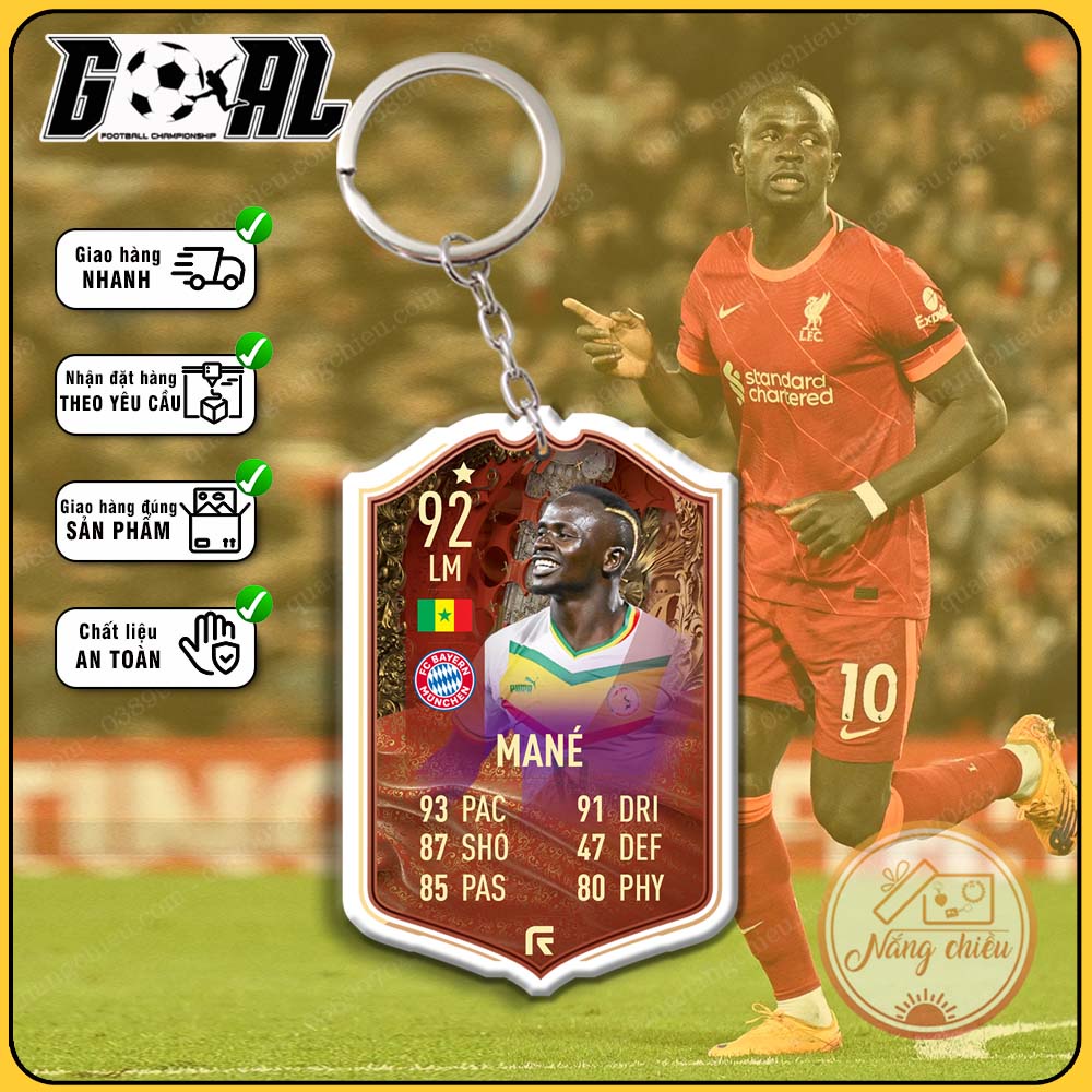 Móc khóa cầu thủ Sadio Mané-thẻ bóng đá CLB Bayern Munich mới nhất-phụ kiện treo balo chất lượng cao cấp [6113-6124]
