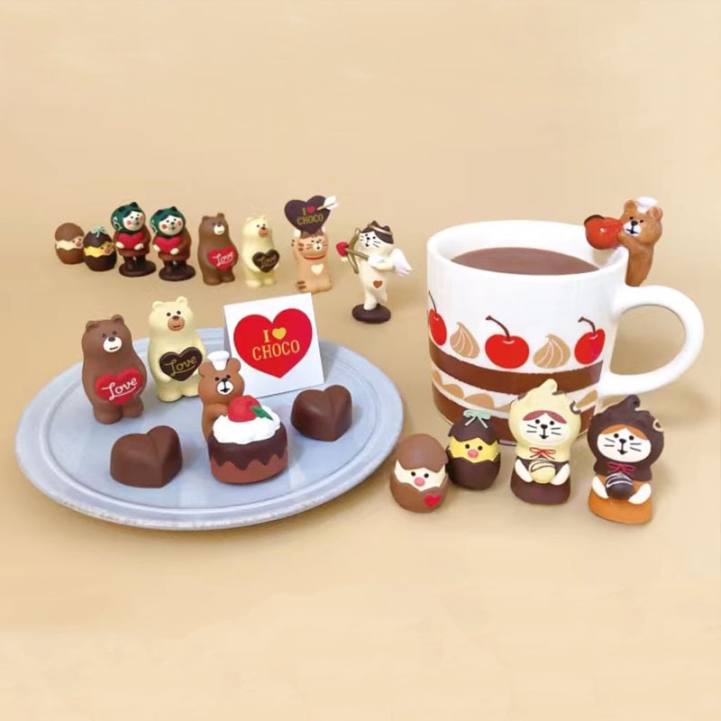 Mô hình chú mèo Zakka Phong Cách Nhật Bản Serie Lễ Tình Nhân Socola Valentine
