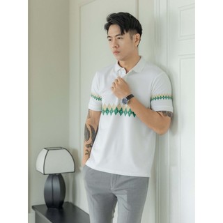 Áo Polo Diamond Pat White 