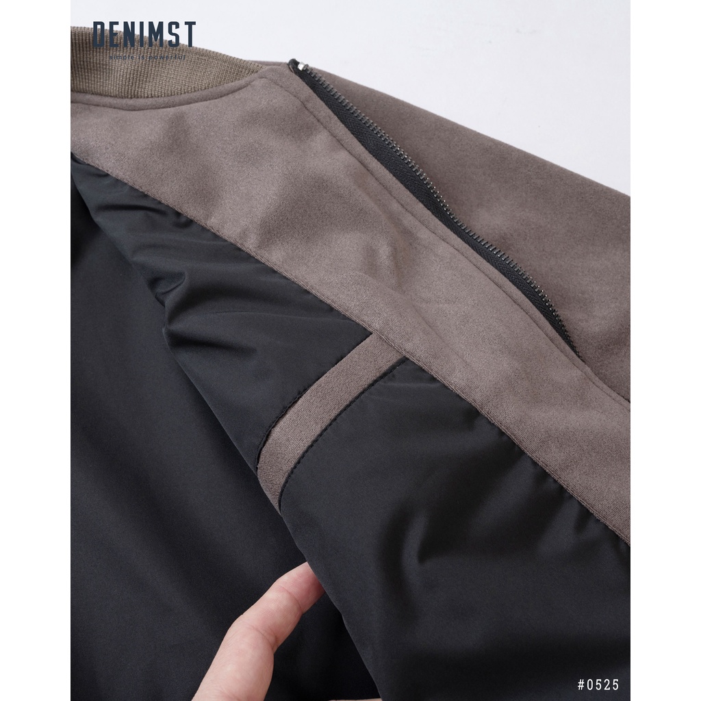 Áo bomber da lộn 2 lớp DENIMST 0525, áo khoác da lộn đơn giản, form tới 90kg