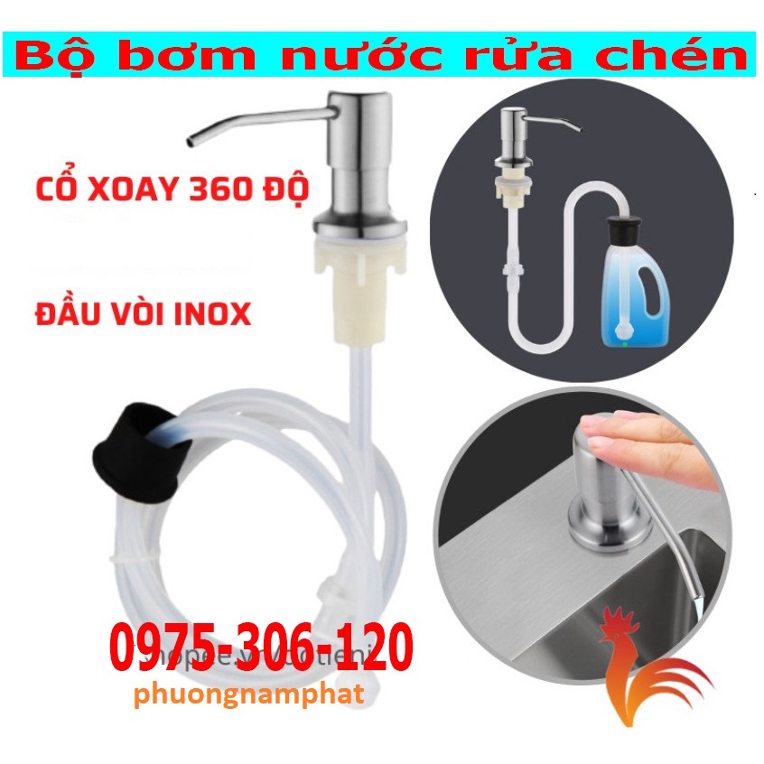 Bộ Đầu Bơm Hút Dầu Rửa Chén Xà Bông Nước Rửa Bát Tiện Lợi Có Vòi Dẫn Ống silicon