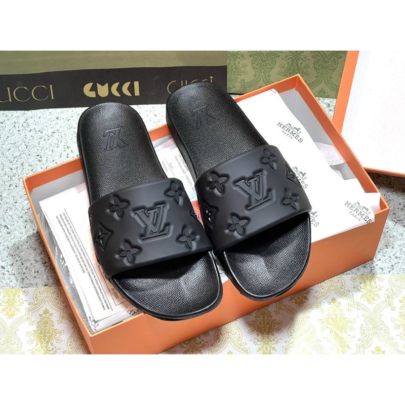 Dép tông da nam chữ T mới màu trắng ( kèm video thật ) LVv cao su bản To