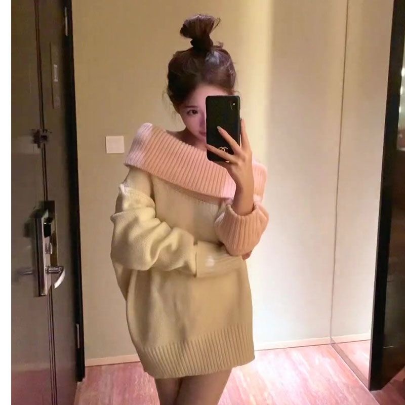 Đầm Thiết Kế Mới Thời Trang Dành Cho Mùa Thu Đông#Áo Sweater Mềm Trễ Vai Xinh Xắn Dành Cho Nữ#Quần Áo Phụ Nữ Hàng Đầu Hợp Thời Trang