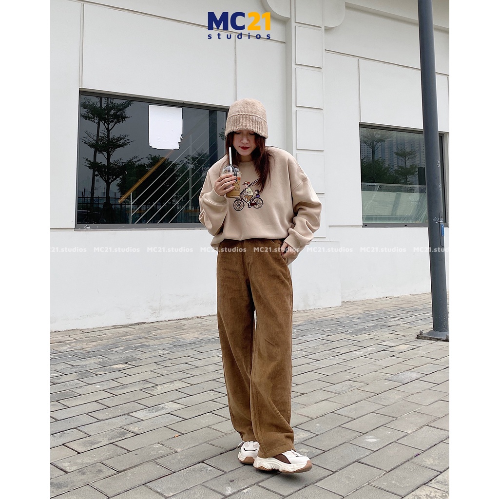 Áo sweater oversize MC21.STUDIOS nam nữ Unisex form rộng Ulzzang Streetwear Hàn Quốc chất nỉ lót bông cao cấp A3410