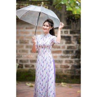 áo dài hoa văn  nền trắng