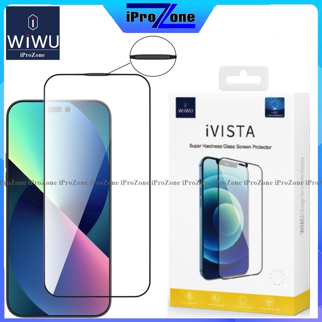 Kính cường lực trong suốt WIWU iVISTA chống bụi màng loa cho IPhone 14 / Plus / 14 Pro Max / 11 /12 /13 Pro Max , XS Max