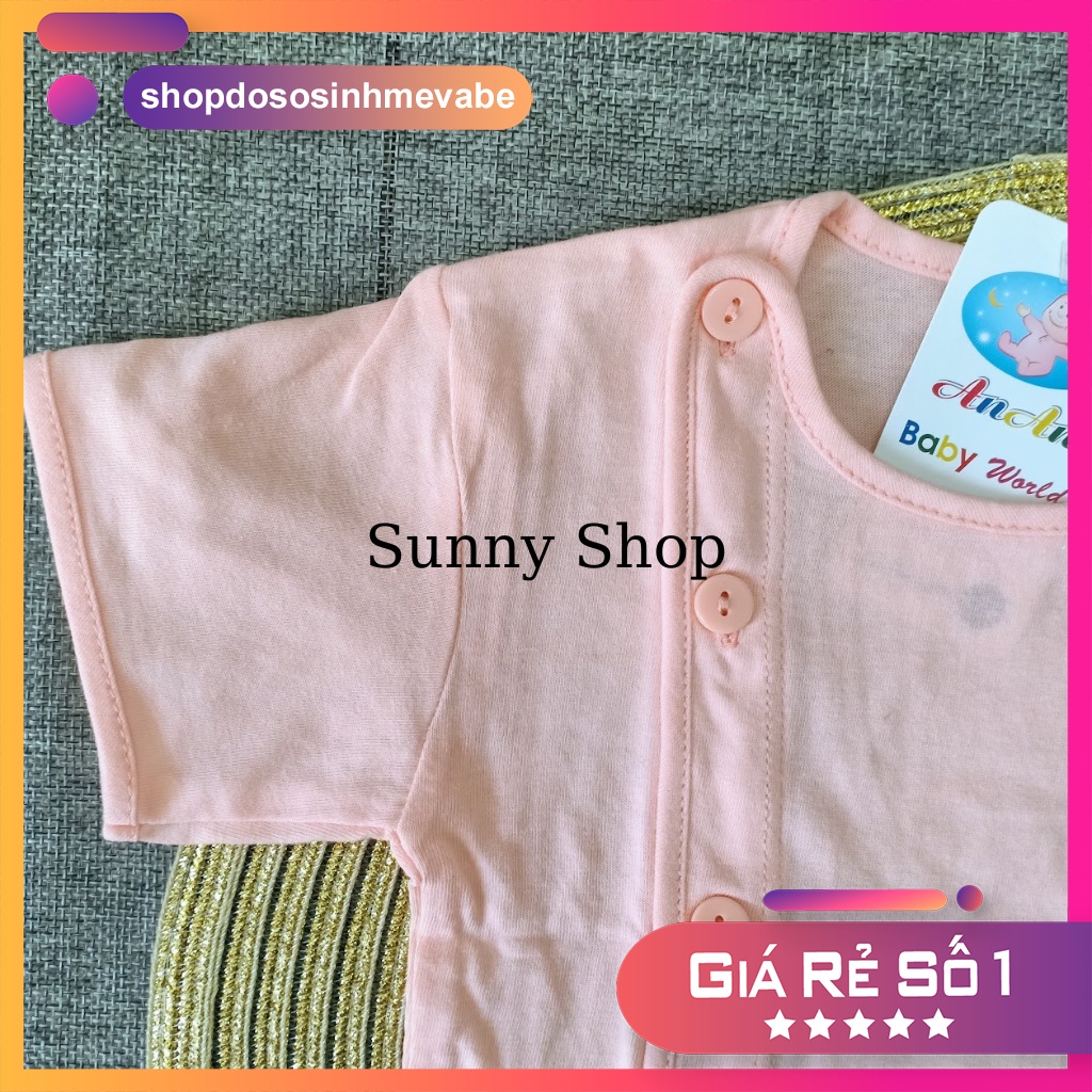 Áo sơ sinh MÀU BÁC SĨ tay NGẮN AN AN/ Áo cúc lệch em bé tay cộc