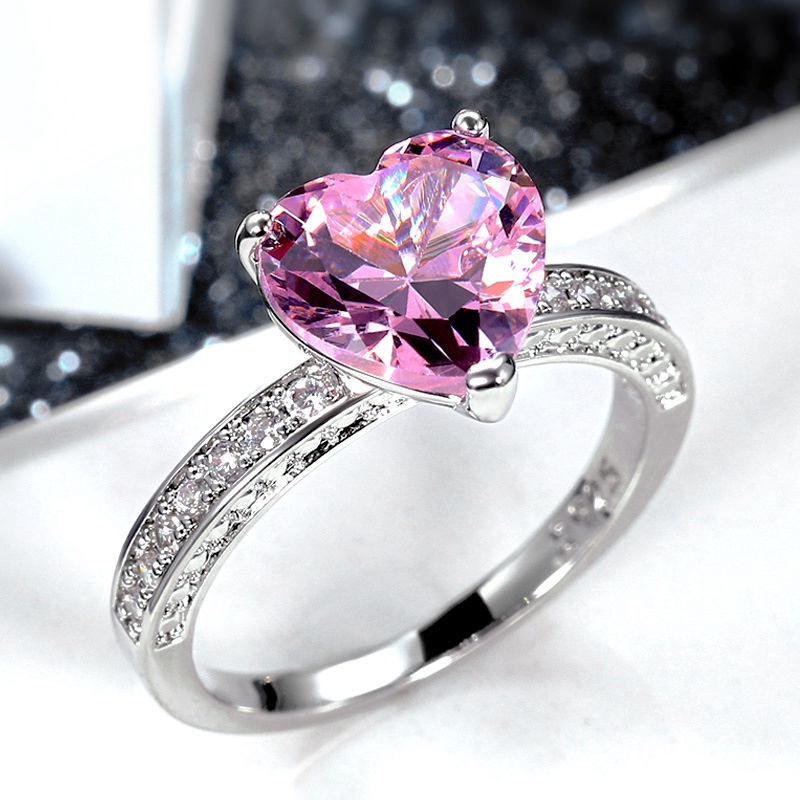 Nhẫn Bạc 925 3 Carat Kích Cỡ 6-10 Đính Đá Sapphire Hồng