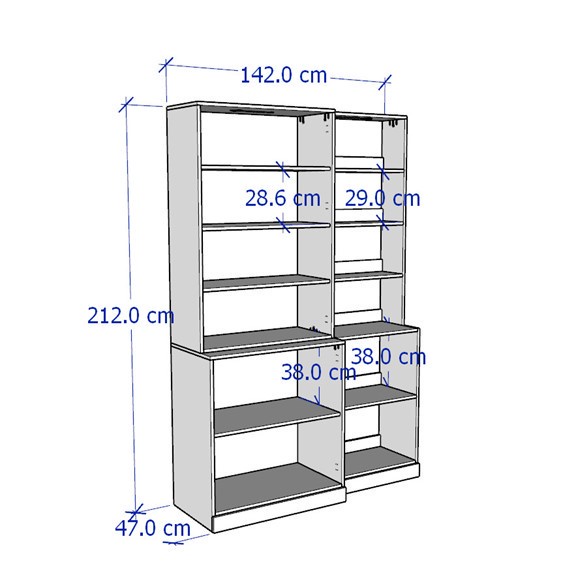 BODO, COMBO Kệ kệ để đồ kết hợp tủ kệ để đồ đồ dùng, 142x47x212cm, kệ gỗ tủ gỗ Scandi Home