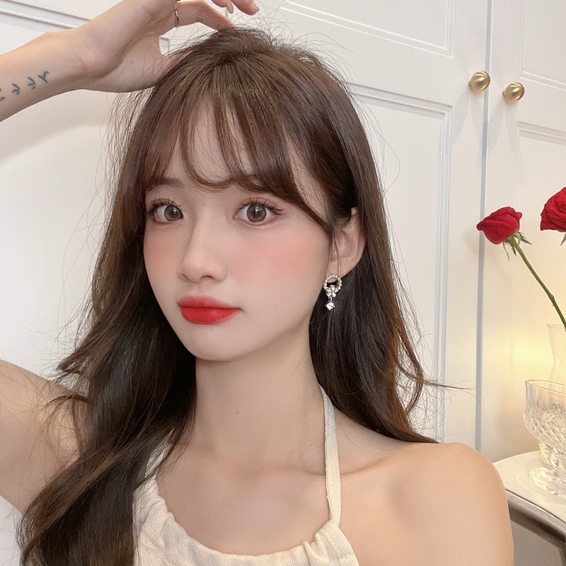 Khuyên tai kẹp không bấm lỗ chốt cố định K301 bằng hợp kim mạ vàng hình tròn đính hoa đá dáng midi Leous Accessories