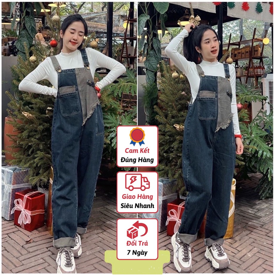 Váy yếm bò phối chất jean mềm đẹp phom dài như mẫu màu siu siu tây luôn siêu cu te