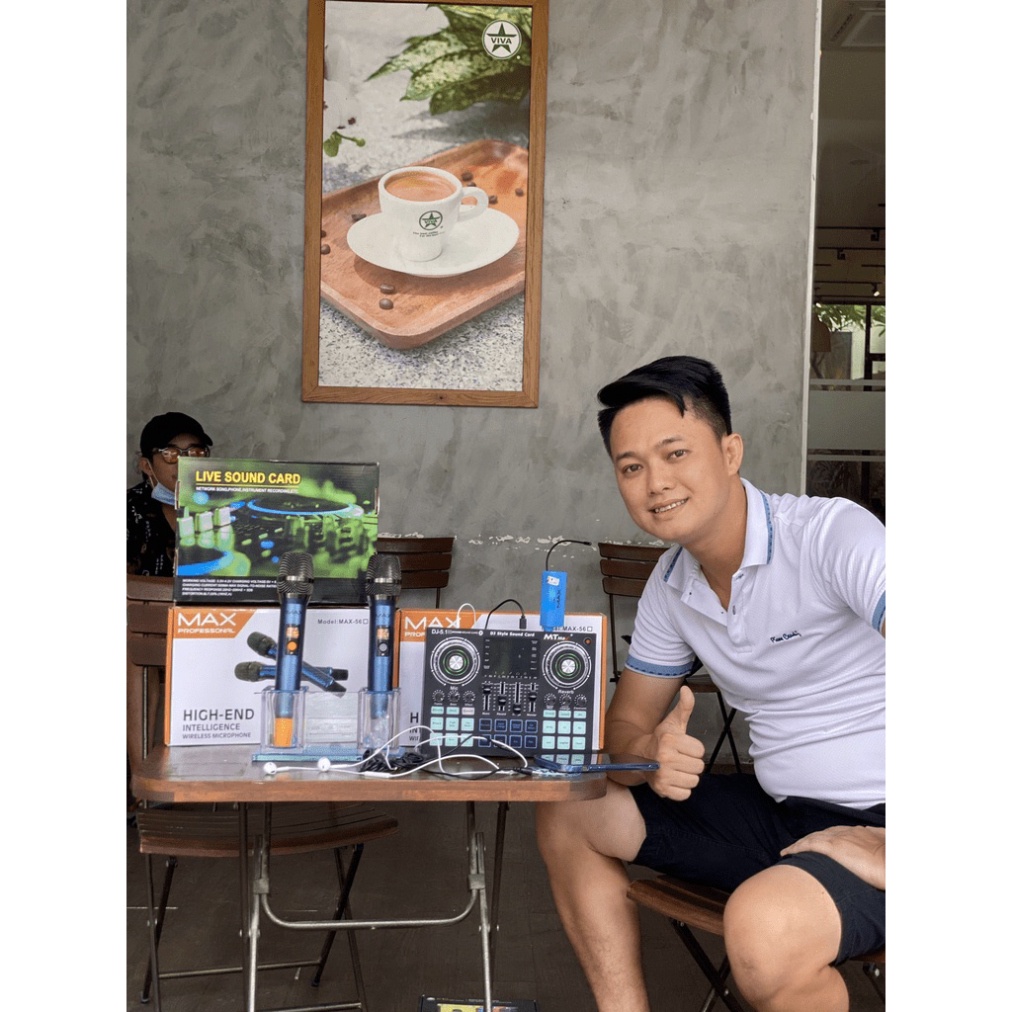 Combo Sound Card Dj 5.1 + Micro max56 chuyên Thu Âm Live tream kraoke Cao Cấp dể kết nối lắp đặt