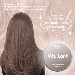 (Tặng Bodymist) Nhuộm tóc màu nâu lạnh không tẩy (tặng trợ nhuộm và găng tay)