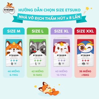 Combo 2 bịch tã quần Etsuko size M 46 PCS