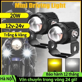 Đèn Trợ Sáng xe máy 20w -đèn trợ sáng bi cầu mini 12v-24v,iêu sáng ánh sáng trắng+ánh sáng vàng,chống nước,cho xe máy