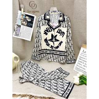 Bộ ngủ lụa pijama lụa vân gỗ cao cấp