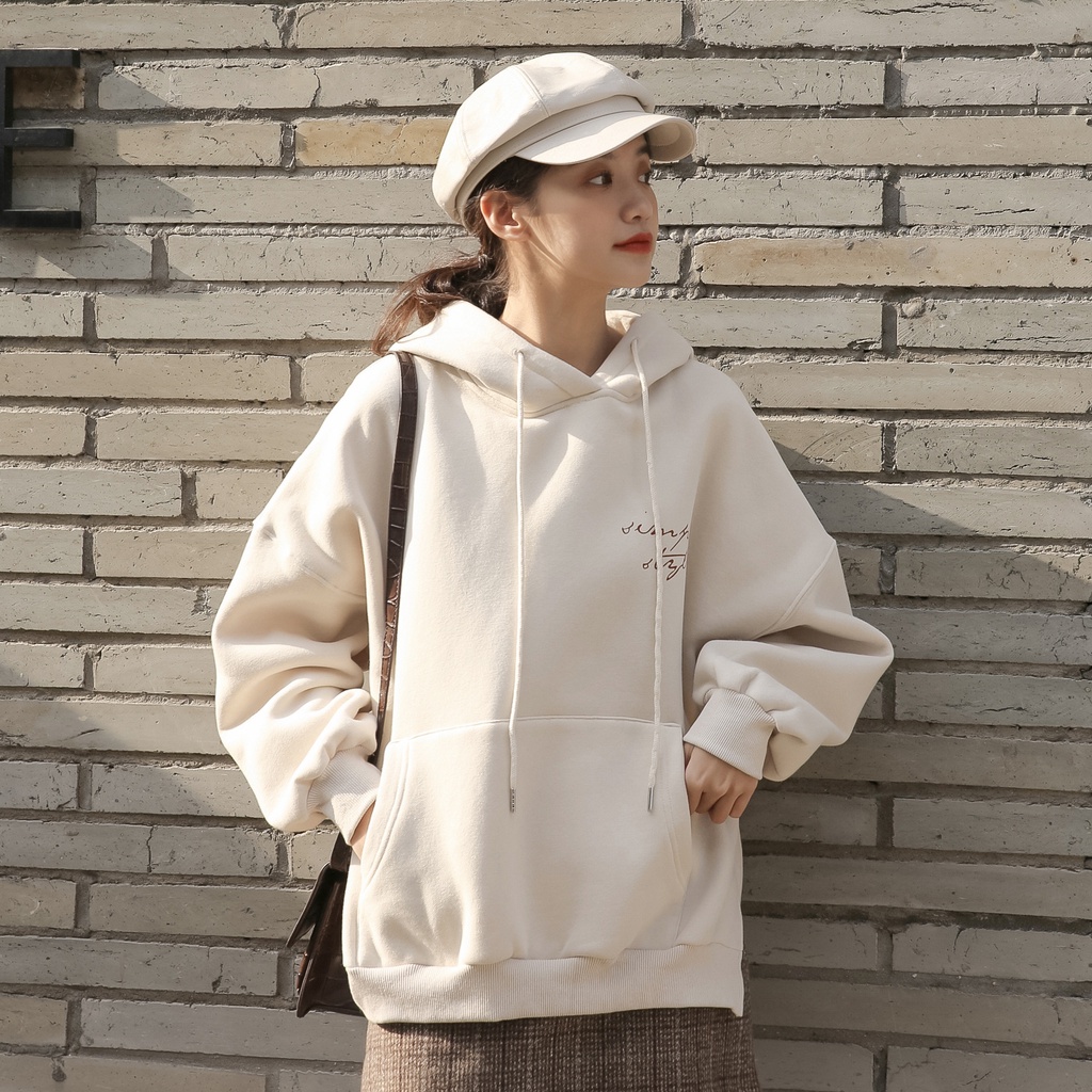 Áo Hoodie Unisex Form Rộng Madela Có Mũ In Chữ Simple Style Cao Cấp , Áo Hoodie Nỉ Trơn Unisex Nam Nữ Phong Cách Hàn