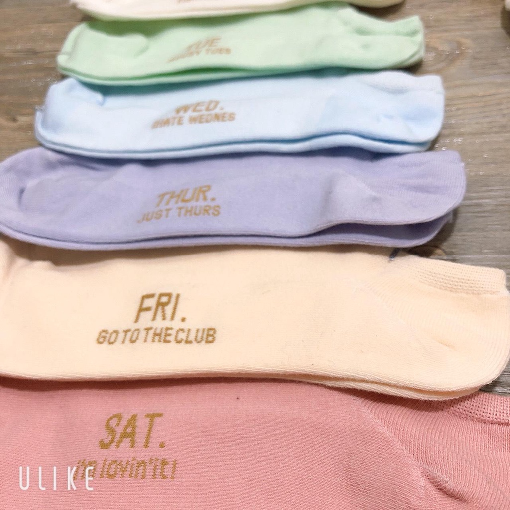 HÀNG Y HÌNH Set 7 đôi tất cổ ngắn nam nữ, combo tất 4 mùa 7 màu, tất tuần ngày làm việc, tất hài Shop NEM