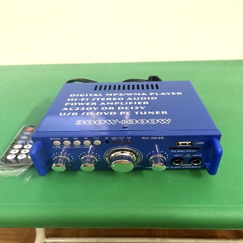 Ampli mini bluetooth AV-263b chuyên nghe nhạc bẫy chim đêm hàng siêu khỏe chạy 12v và 220v