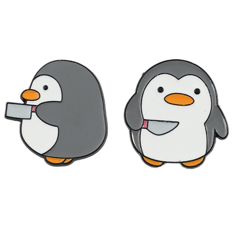 Huy Hiệu Cài Áo Hình Chim Cánh Cụt Hoạt Hình Vui Nhộn Bằng Kim Loại