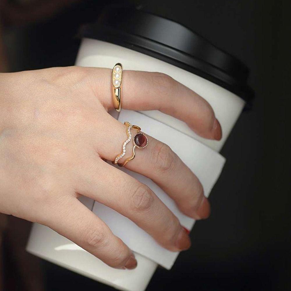 Nhẫn Hình Mắt Mèo Thiết Kế Đơn Giản Duyên Dáng VANES1 Cho Nữ|Nhẫn Hở Hai Lớp Phong Cách Pháp Thời Trang Cá Tính
