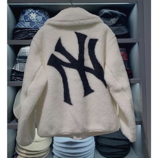 Áo khoác lông mlb nam nữ chín hãng basic dáng ngắn stand neck mega logo soft dumble fleece jumper