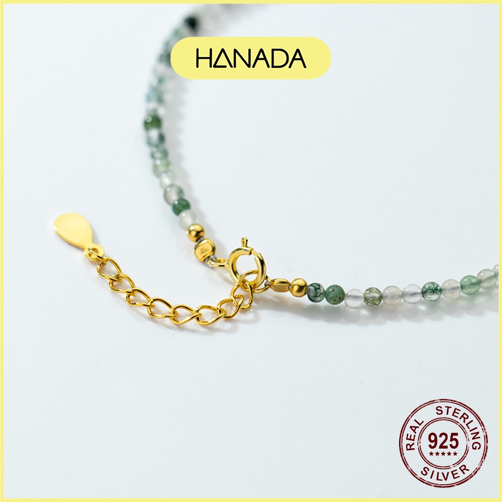 Lắc Tay Bạc 925 Hanada Lắc Tay Đá Xanh Trắng 1012 H13