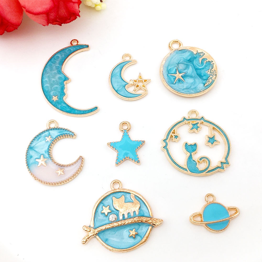 Set 8 Mặt Dây Chuyền Hình Trăng Sao Bằng Hợp Kim Thời Trang
