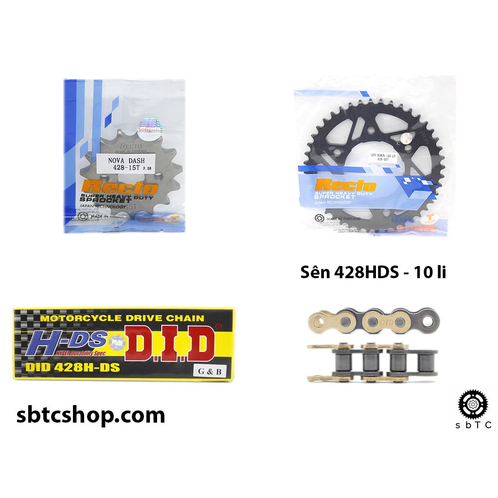 NSD Nhông dĩa RECTO sên DID vàng đen 10 li ly GPX Demon 150 chính hãng Thái Lan