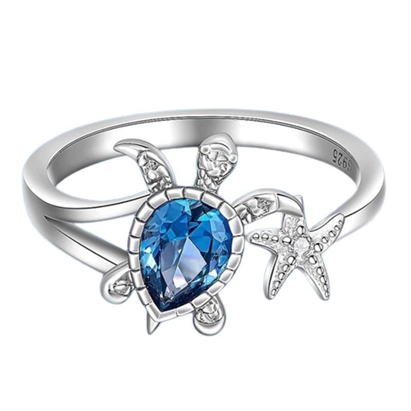 Nhẫn Hình Rùa Biển Đính Đá Dễ Thương Cho Nữ