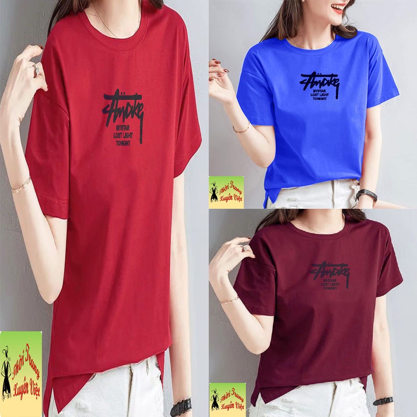 Áo trễ vai xẻ tà AMAKE phù hợp mặc nhà mặc dạo phố vải thấm hút mồ hôi freesize dưới 60kg