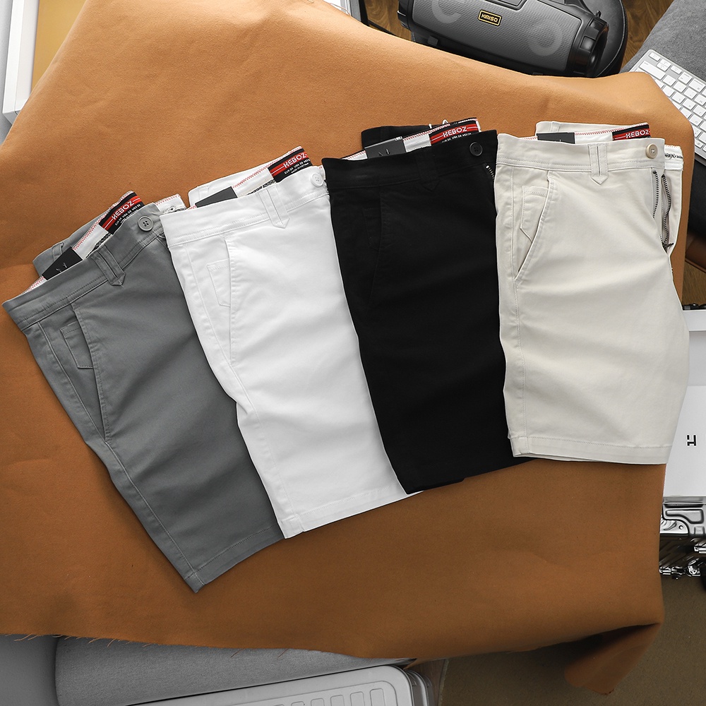 Quần short đùi nam chất vải kaki cotton co giãn tốt, lưng có chạy chỉ zikzak Heboz 4M - 00001409