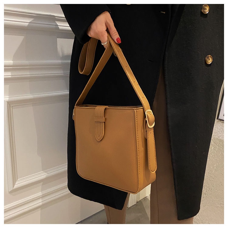 Menas Túi Đeo Vai Bằng Da PU Trơn Màu Thời Trang Mới Cho Nam