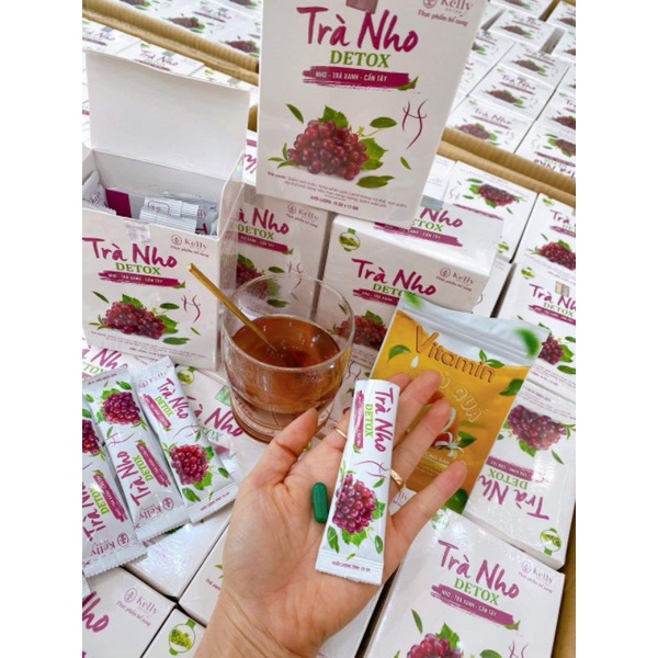 (BUÔN SỈ) GIẢM CÂN KELLY DETOX VỊ NHO hộp 12 gói x 10g